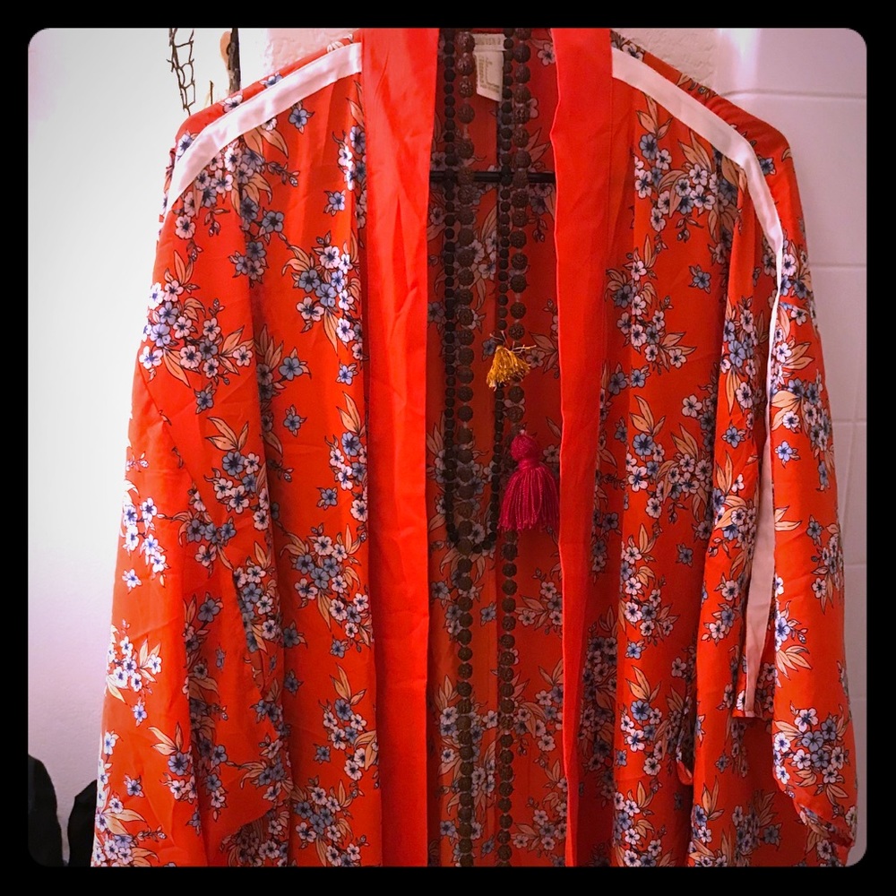 Forever 21 - Long orange floral Kimono!